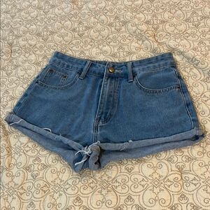SHEIN Blue High-Waisted Jean Shorts Vintage Style